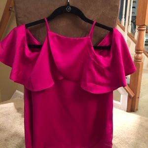 Design Lab Lord & Taylor fuscia cold shoulder top